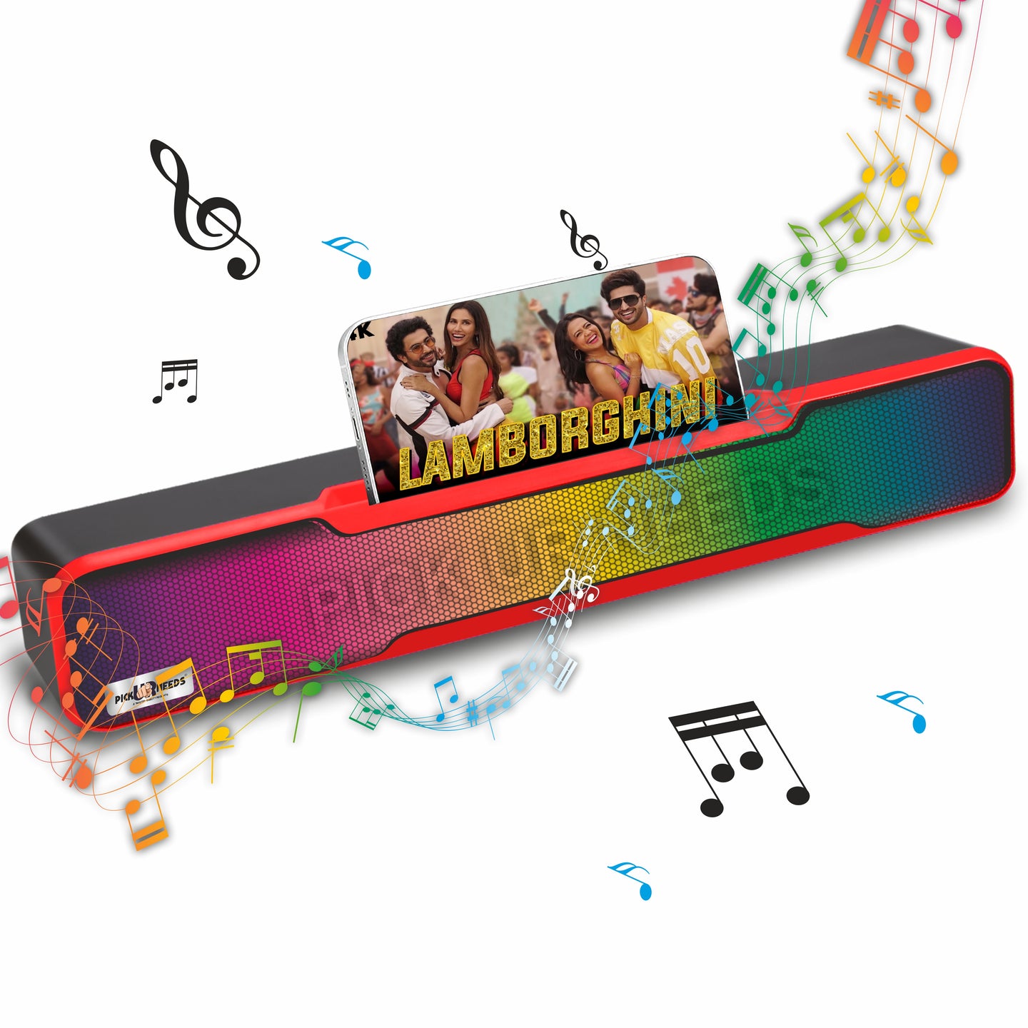 Pick Ur Needs Wireless Soundbar Speaker With RGB Light 1500mAh 7Hrs Playtime USB/Aux/TF card 10 W Bluetooth Soundbar (Blue, 5.0 Channel)